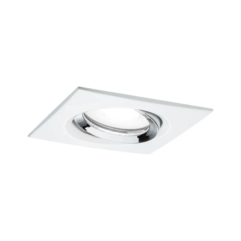 Saisonangebot LED Einbauleuchte Nova Plus Einzelleuchte schwenkbar IP65 eckig 93x93mm 30° GU10 6W 470lm 230V dimmbar 4000K Weiß matt/Chrom