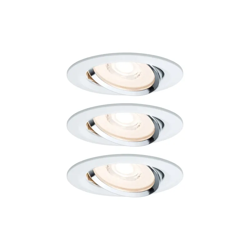 Heißes Angebot Premium LED Einbauleuchte Basisset schwenkbar rund 84mm 50° Coin 3x6,8W 3x463lm 230V dimmbar 2700K Weiß/Chrom
