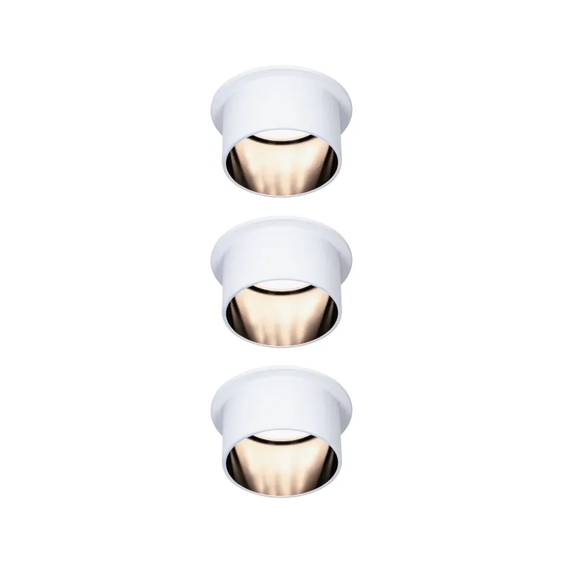 Must-Have LED Einbauleuchte 3-Step-Dim Gil Basisset IP44 rund 68mm Coin 3x6W 3x470lm 230V dimmbar 2700K Weiß matt/Schwarz matt