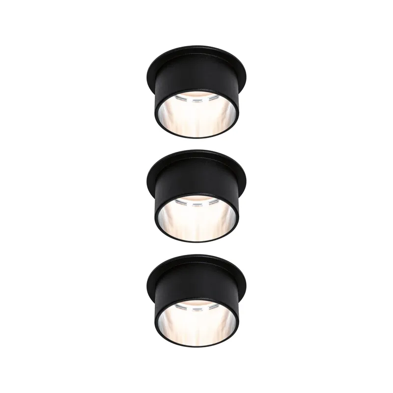Kostenloser Rückversand LED Einbauleuchte 3-Step-Dim Gil Basisset IP44 rund 68mm Coin 3x6W 3x470lm 230V dimmbar 2700K Schwarz matt/Eisen gebürstet