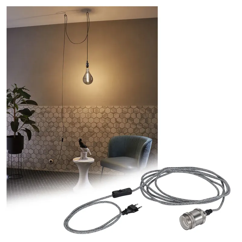 Preiswert Neordic Pendelleuchte Eldar E27 max. 20W Grau/Nickel dimmbar Metall