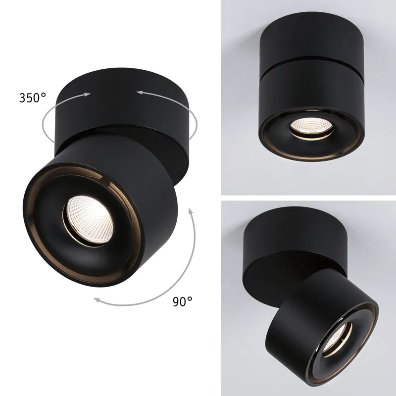 LED Deckenleuchte Spircle 78mm 8W 550lm 230V 3000K Schwarz matt Sonderaktion