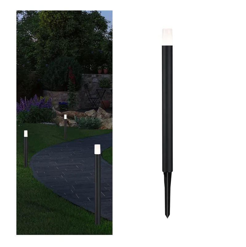 Plug & Shine LED Pollerleuchte Flarea Einzelleuchte IP65 zylindrisch 600mm 3000K 3,6W 150lm 24V Schwarz Metall Bestseller