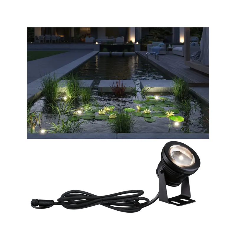 Nur Heute Plug & Shine LED Spot Teichleuchte Einzelspot IP68 3000K 5W Schwarz