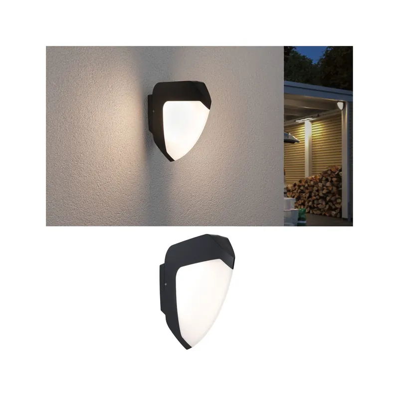 Preisreduziert LED Außenwandleuchte Ikosea Dämmerungsgesteuerter Bewegungsmelder (IR) seewasserresistent IP44 50x203mm 3000K 4,4W 350lm 230V Anthrazit Kunststoff