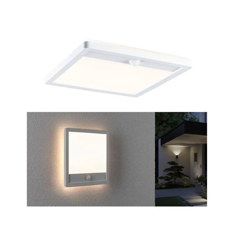 Jetzt Kaufen LED Außenpanel Lamina Dämmerungsgesteuerter Bewegungsmelder (IR) seewasserresistent IP44 eckig 250x250mm 3000K 14,5W 950lm 230V Weiß Kunststoff