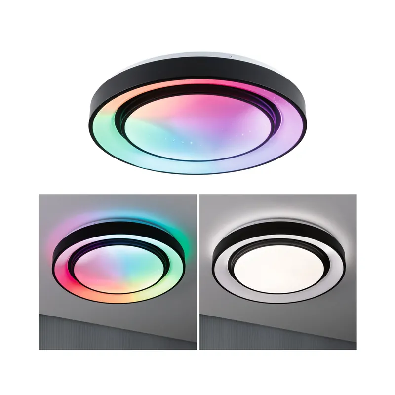 Expressversand LED Deckenleuchte Rainbow mit Regenbogeneffekt RGBW+ 1500lm 230V 38,5W dimmbar Schwarz/Weiß
