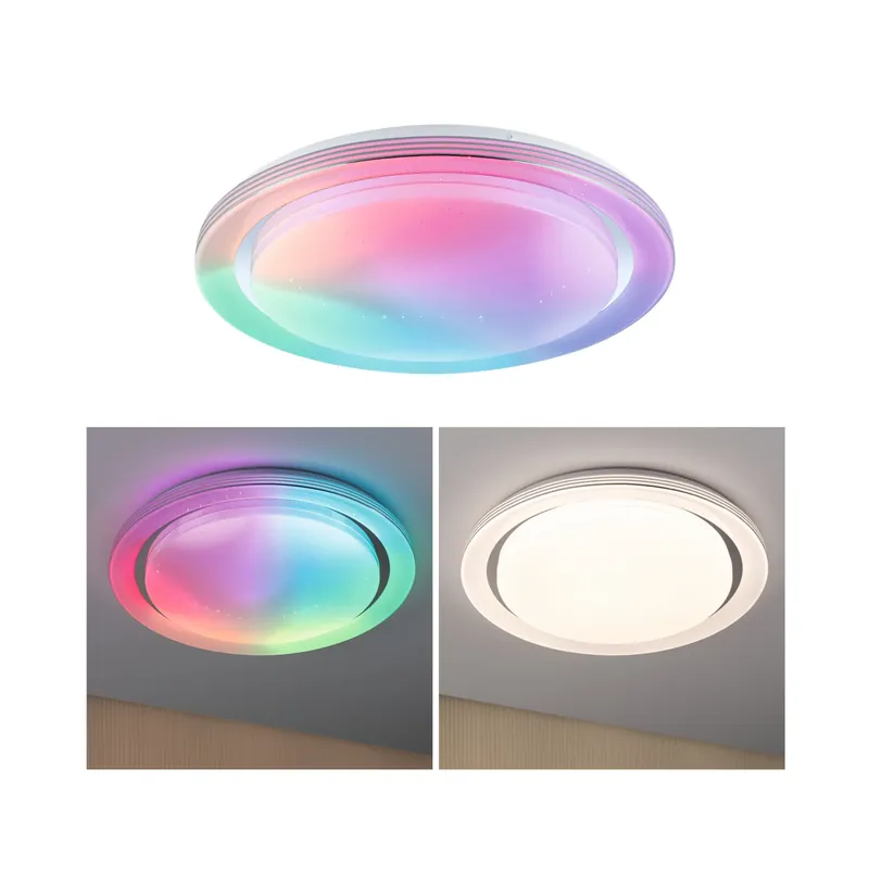 Rabatt LED Deckenleuchte Rainbow mit Regenbogeneffekt RGBW+ 2800lm 230V 38,5W dimmbar Chrom/Weiß