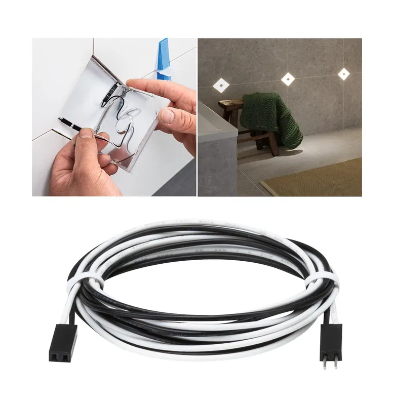 LumiTiles Kabel Square Warmweiß 0,65m 12V Schwarz Kunststoff Heißes Angebot