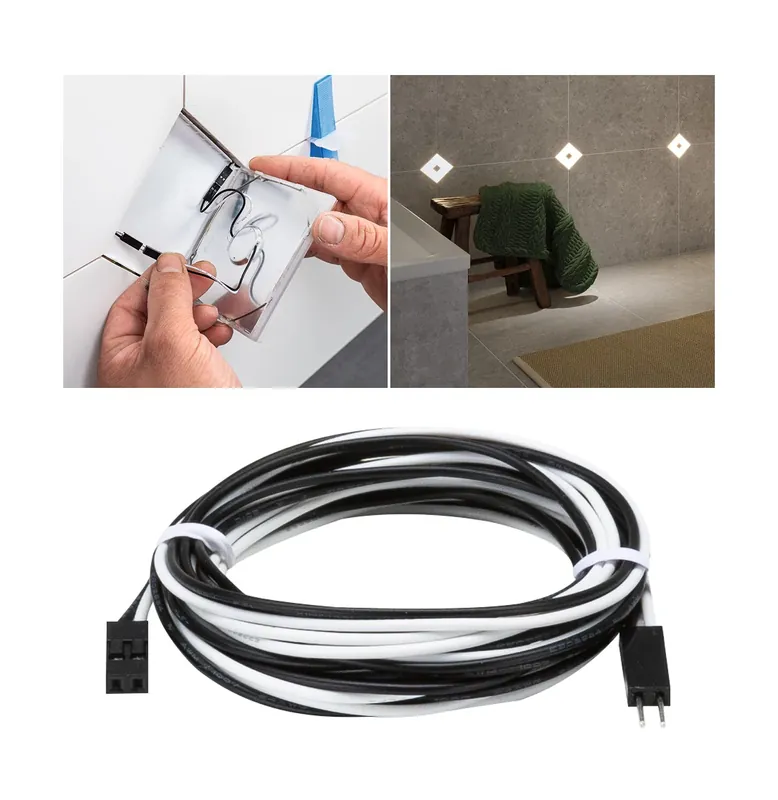 Kracherpreis LumiTiles Kabel Square Warmweiß 1,95m 12V Schwarz Kunststoff