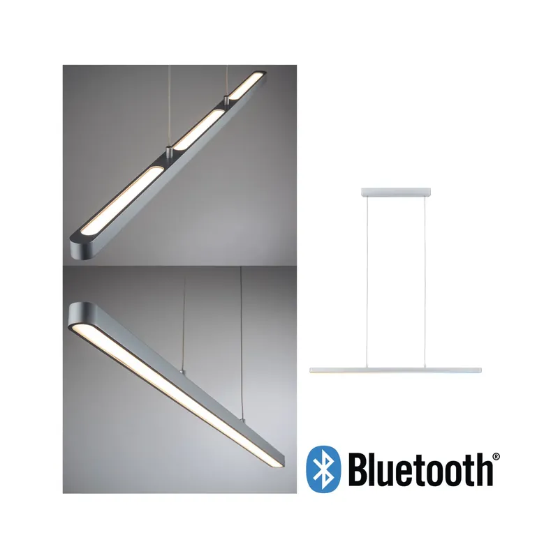 Zertifiziert LED Pendelleuchte Smart Home Bluetooth Lento Tunable White 1800lm 43W Chrom matt dimmbar