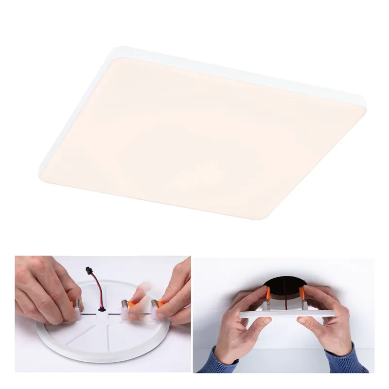 Zertifiziert VariFit LED Einbaupanel Veluna Edge IP44 eckig 200x200mm 17W 1500lm 3000K Weiß dimmbar