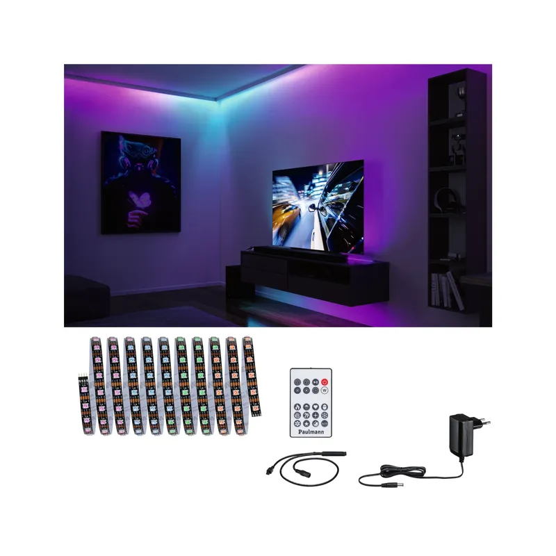 EntertainLED LED Stripe Dynamic RGB Komplettset 3m 5W 60 LEDs/m RGB+ 10VA Online Kaufen