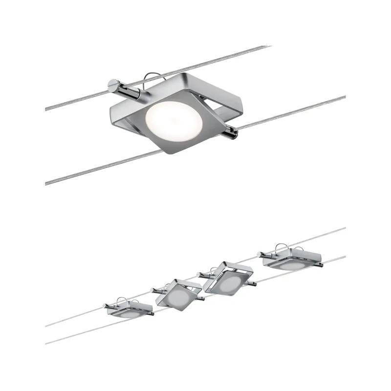 Abverkauf LED Seilsystem MacLED Basisset 4x200lm 4x4,3W 2700K 230/12V Chrom matt