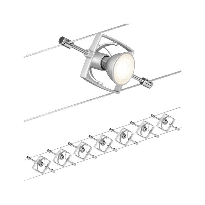 Seilsystem Mac II Basisset GU5,3 max. 7x10W dimmbar 230/12V Chrom matt Direkt Vom Hersteller