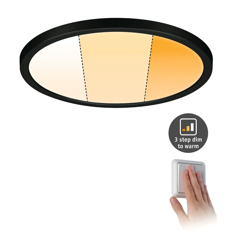 VariFit LED Einbaupanel Dim to Warm Areo IP44 rund 230mm 16W 1500lm 3 Step Dim to warm Schwarz dimmbar Gratis Versand