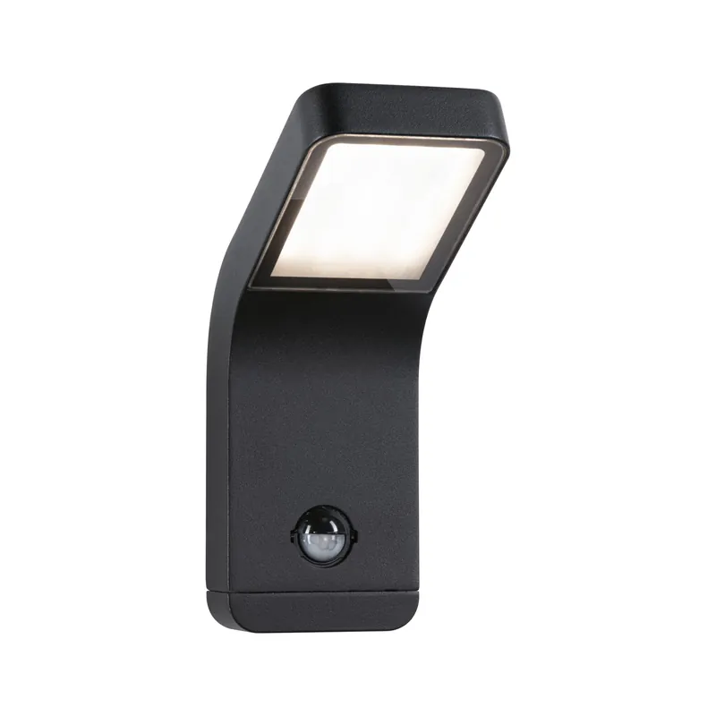 Zertifiziert LED Außenwandleuchte Kulma Dämmerungsgesteuerter Bewegungsmelder (IR) seewasserresistent IP44 90x230mm 3000K 7,5W 500lm 230V Anthrazit Aluminium