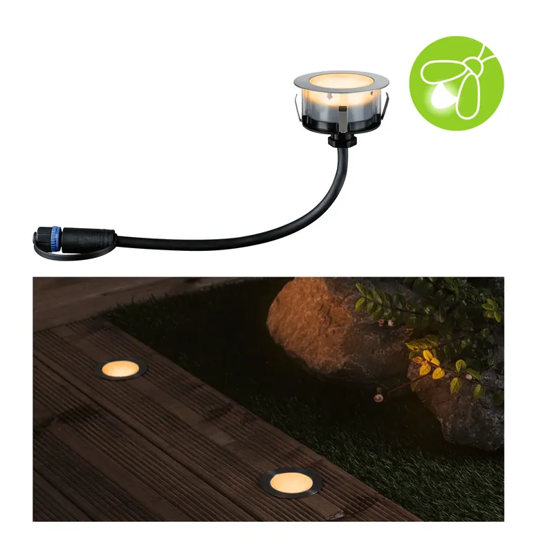 Plug & Shine LED Bodeneinbauleuchte Floor Einzelleuchte Insektenfreundlich IP67 2200K 2W Silber Neu