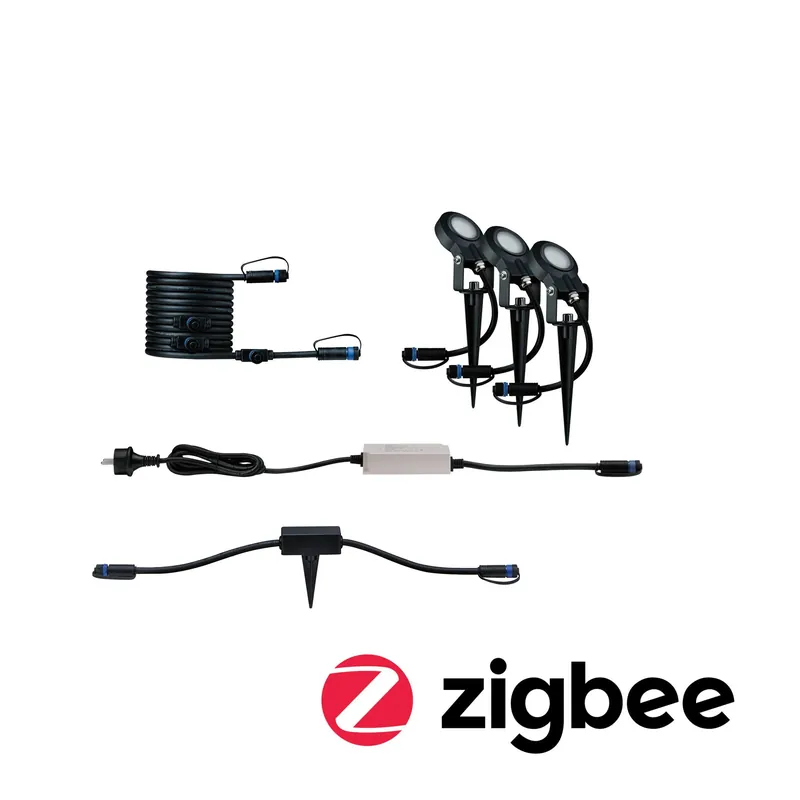Top-Seller Plug & Shine Set Smart Home Zigbee 3.0 LED Gartenstrahler Sting IP67 3000K 3x6W 75VA Anthrazit