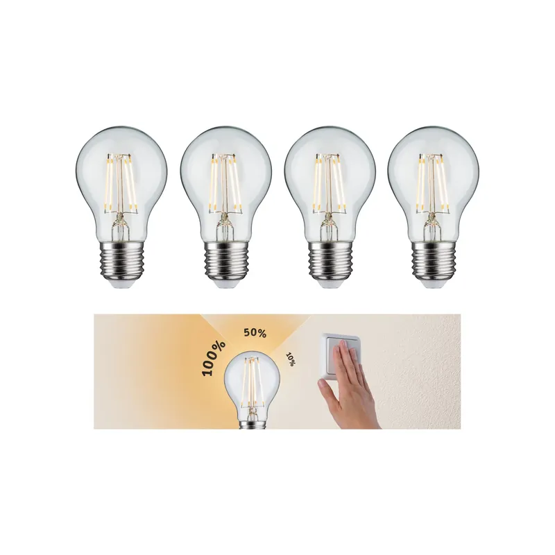 Filament 230V 3-Step-Dim LED Birne E27 4x470lm 4x5W 2700K dimmbar Klar Ausverkauf
