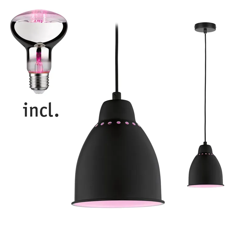Neordic Set Pendelleuchte Hilla + LED Reflektor E27 Schwarz dimmbar Metall / 230V 200lm 6,5W 1300K Super-Preis