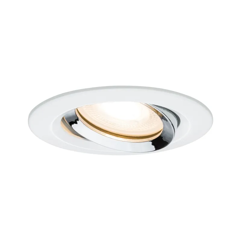 LED Einbauleuchte Nova Plus Einzelleuchte schwenkbar IP65 rund 93mm 30° GU10 7W 460lm 230V dimmbar 2700K Weiß matt/Chrom Günstig