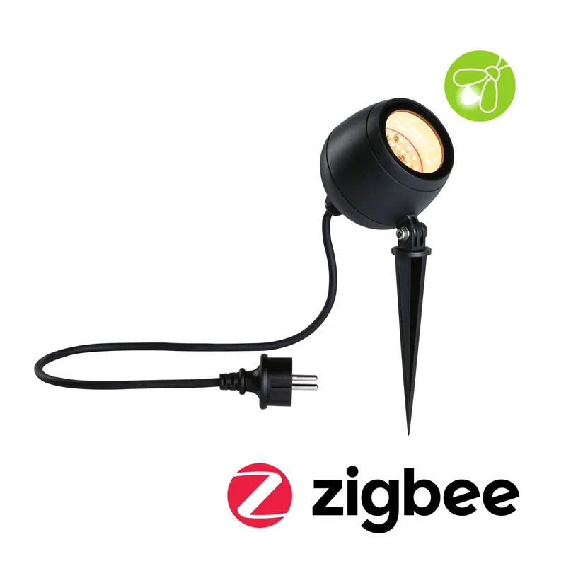 Neue Kollektion LED Gartenstrahler Smart Home Zigbee 3.0 Kikolo insektenfreundlich IP65 90mm Tunable Warm 6,2W 400lm 230V 80° Anthrazit Kunststoff/Aluminium