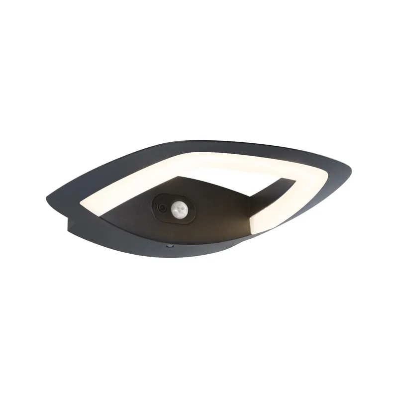 Heißes Angebot LED Außenwandleuchte Akena Dämmerungsgesteuerter Bewegungsmelder (IR) IP44 243x254mm 3000K 11W 800lm 230V Anthrazit Aluminium