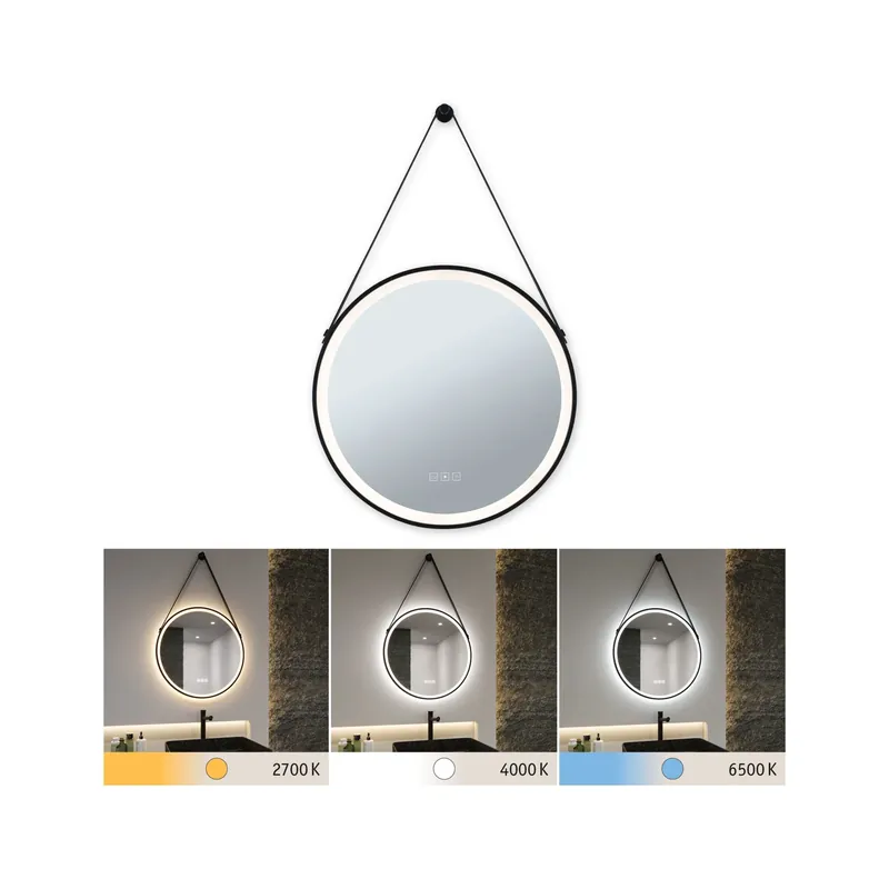 Neuheit LED Leuchtspiegel Mirra IP44 White Switch 750lm 230V 11,5W dimmbar Schwarz/Spiegel