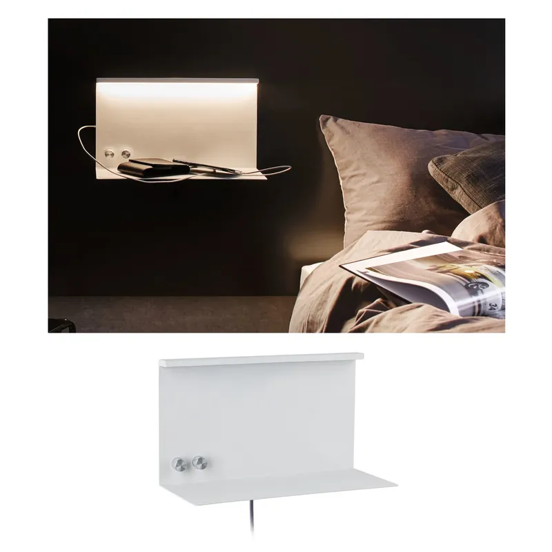 Solange Der Vorrat Reicht LED Wandleuchte Jarina USB C 3000K 400lm / 160lm 230V 4,5W / 1,6W dimmbar Weiß matt