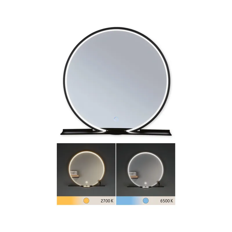 LED Leuchtspiegel Miro IP44 Tunable White 160lm 230V 10,5W Spiegel/Schwarz matt Gratis Versand