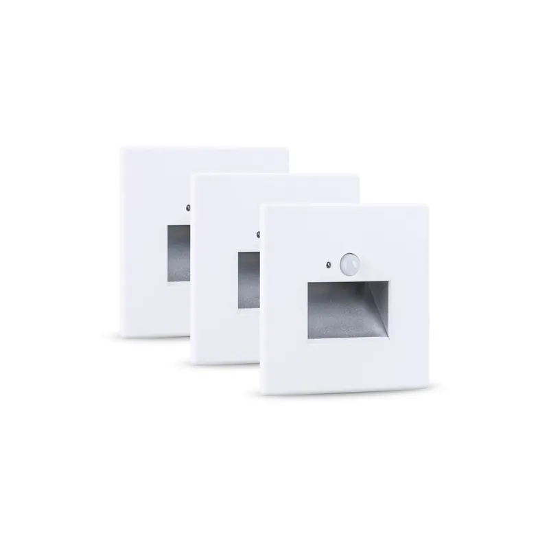 Zertifiziert Set LED Wandeinbauleuchte Edge 3er-Set 80x80mm 3x1,2W 3x25lm 230V 2700K Weiß matt
