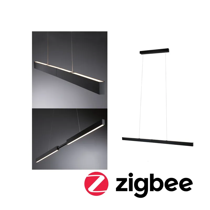 Gratis Versand LED Pendelleuchte Smart Home Zigbee 3.0 Aptare RGBW+ dimmbar 2x2240lm 2x16W Schwarz gebürstet