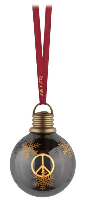 Batterieleuchte Weihnachtskugel Peace Braun, Gold 100mm 2200K Saisonangebot