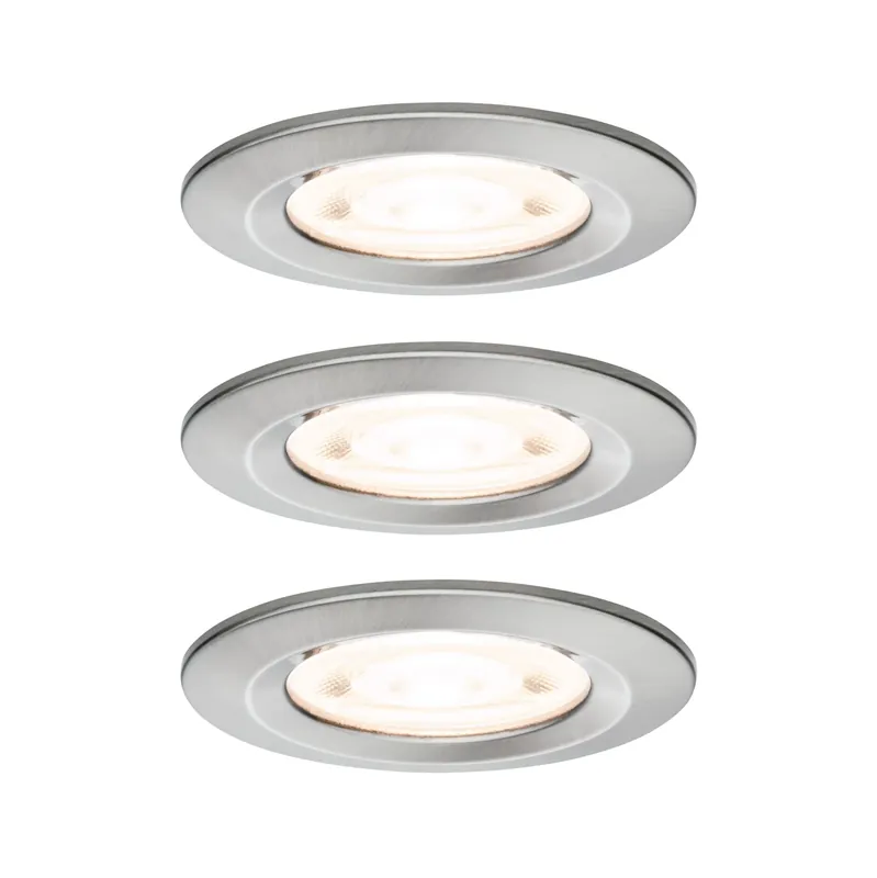 Expressversand LED Einbauleuchte 3-Step-Dim Nova GU10 Flat starr IP44 3x4,9W 3x550lm 230V dimmbar 2700K Eisen gebürstet