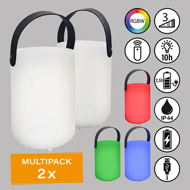 2er Pack Tischleuchte, mobiles Licht, Ciro | weiß | IP44 Begrenztes Angebot