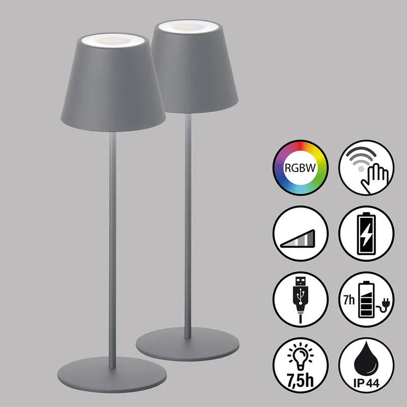 2er Pack Tischleuchte, mobiles Licht, Cosenza | sandgrau Super-Preis