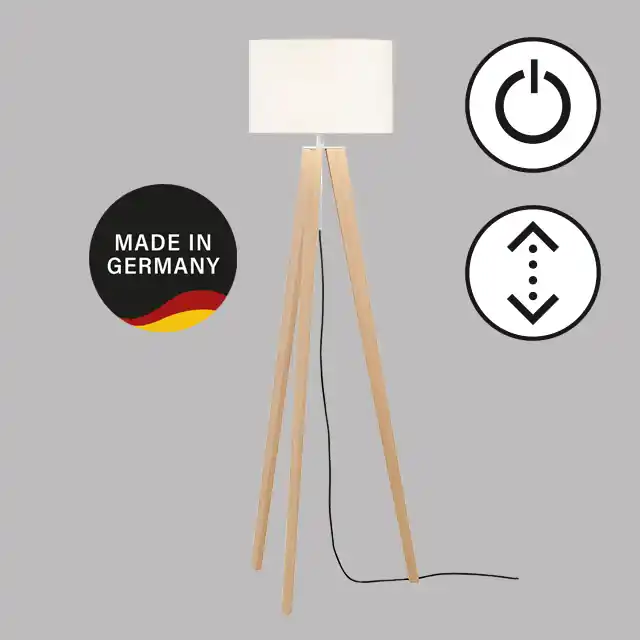 Stehleuchte, SHINE-WOOD | nickelfarben matt | Holz | Eiche geölt Knallerangebot