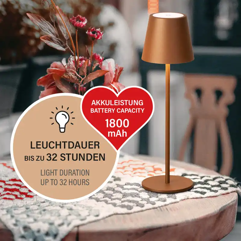 Preiswert Tischleuchte, mobiles Licht, Viletto | rostfarben