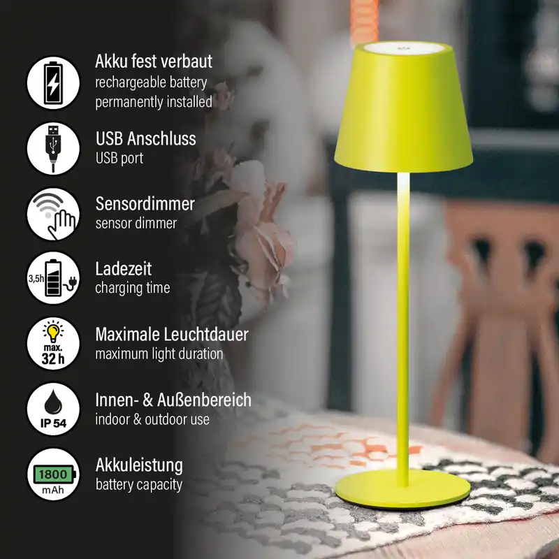 Billig Tischleuchte, mobiles Licht, Viletto | hellgrün