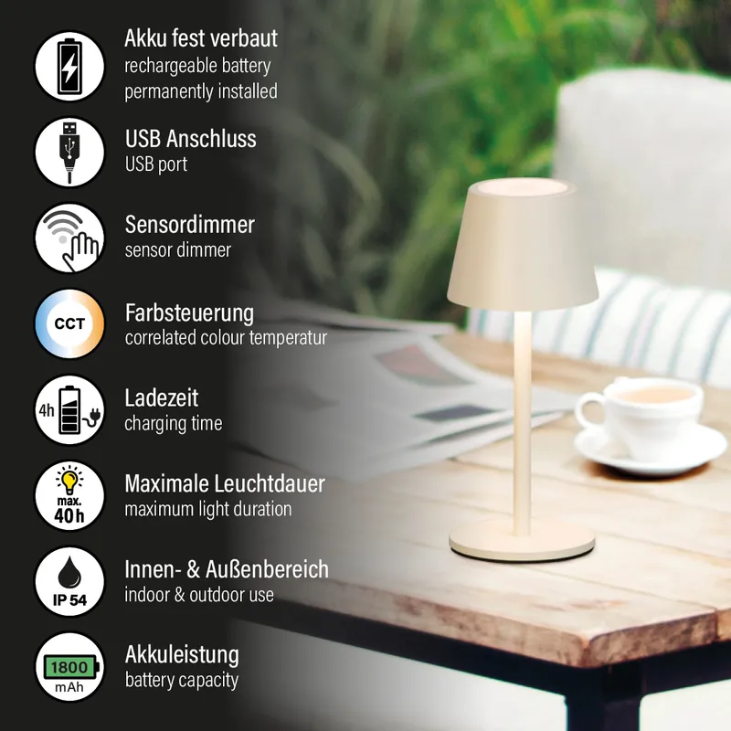 Tischleuchte, Salerno | sandbeige Kostenloser Versand