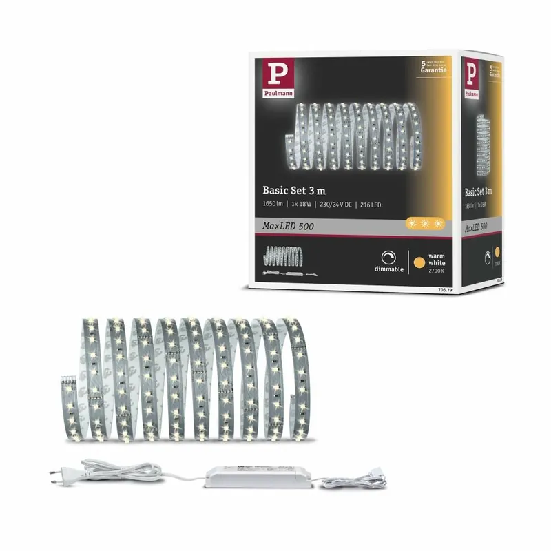 Kostenloser Versand Paulmann MaxLED 500 Basisset unbeschichtet 3m Warmweiß
