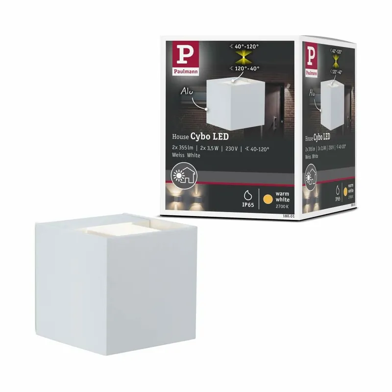 Paulmann LED Außenwandleuchte Cybo Weiß Up & Down IP65 eckig 2700K 2x3,5W Preiswert