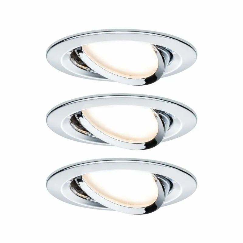 Preisknaller Paulmann LED Einbauleuchte Nova Plus Coin Basisset 3er Set Chrom rund schwenkbar dimmbar 6W IP23 2700K 230V