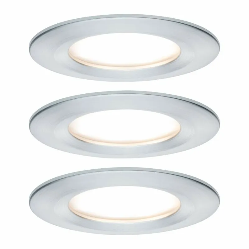Paulmann LED Einbauleuchte Nova Plus Coin Basisset 3er Set Alu gedreht rund IP44 dimmbar 230V Solange Der Vorrat Reicht
