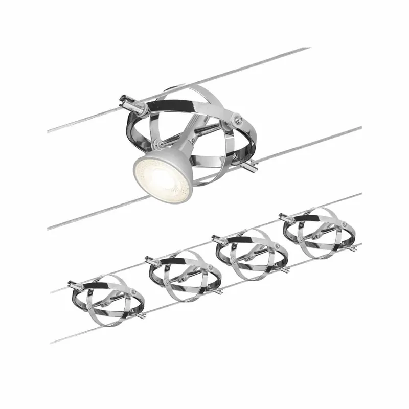 Paulmann Seilsystem Cardan Basisset GU5,3 max. 4x10W 230/12V Chrom matt/Chrom Aktuell