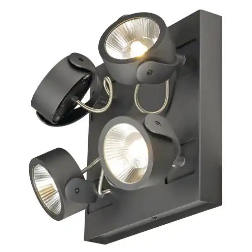 Markenware SLV KALU LED 4 Wand- und Deckenleuchte, square, schwarz, 3000K, 60°