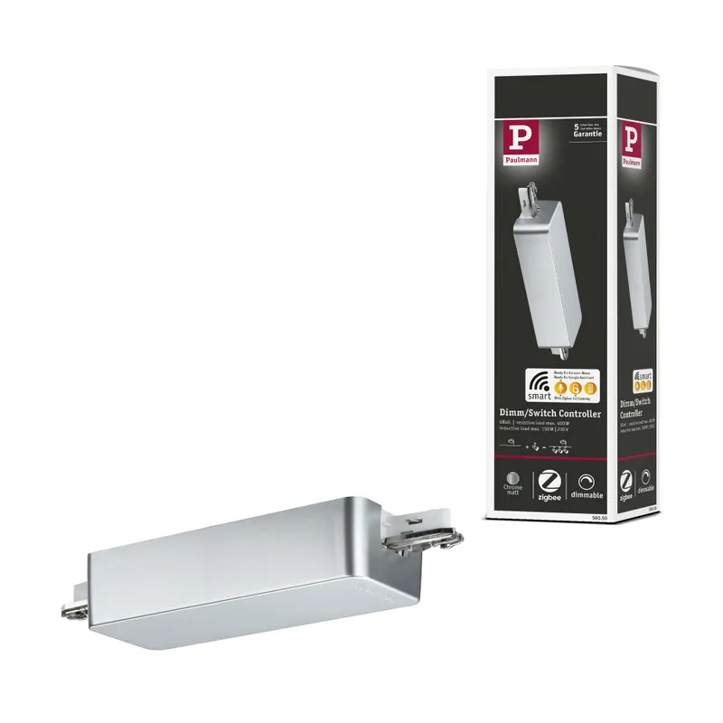 Paulmann URail ZigBee 3.0 Dimm/Switch Adapter Chrom matt Smart Home Schienenverbinder An/Aus/Dimmen max. 400W Must-Have