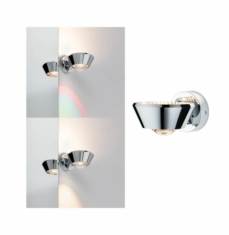 Must-Have Paulmann LED Designer Wandleuchte Sabik Chrom Up&Down IP44 9W drehbar dimmbar