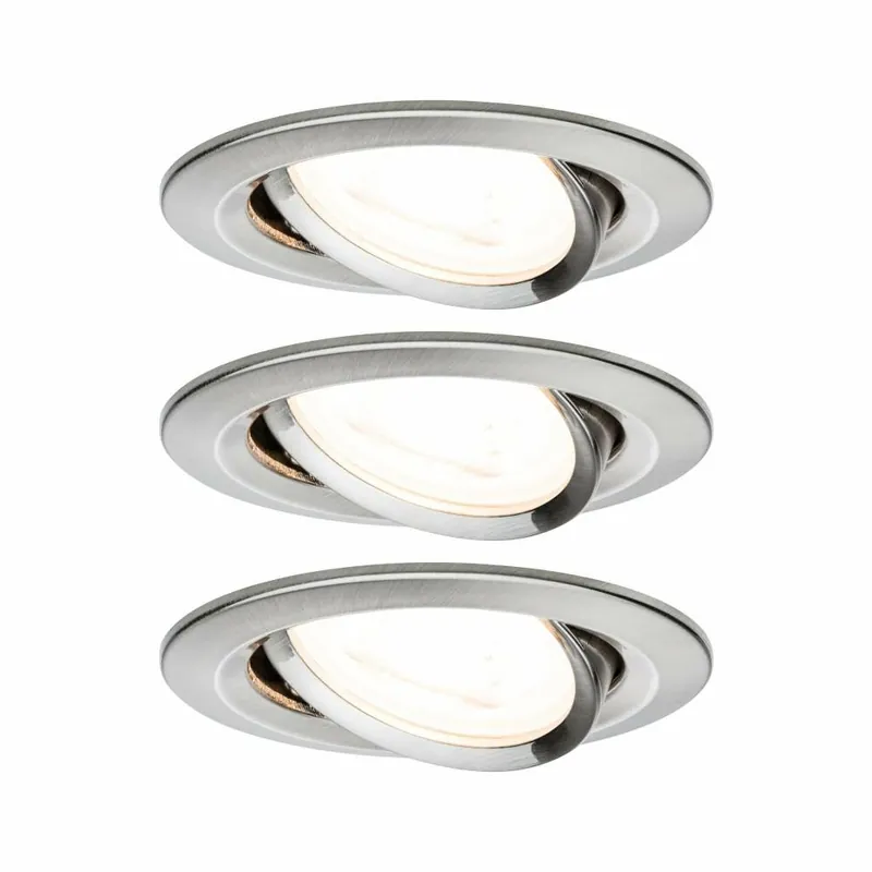 Angebot Paulmann LED Einbauleuchte Nova Basisset 3er Set rund 6.5W IP23 GU10 Eisen gebürstet schwenkbar 2700K 230V